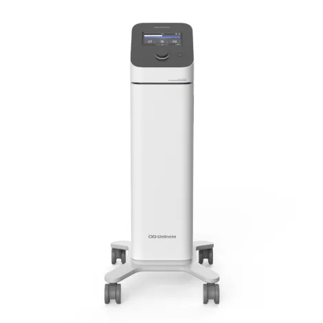 拡散ショックウェーブ（圧力波）治療器「フィジショック PS-1000」の本体とハンドピースのデザイン